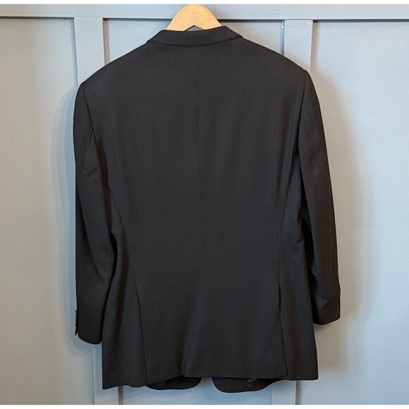 Armani Collezioni 44R  Black Pinstripe‎ Designer Suit Jacket Pants 90's Vintage - Picture 3 of 15